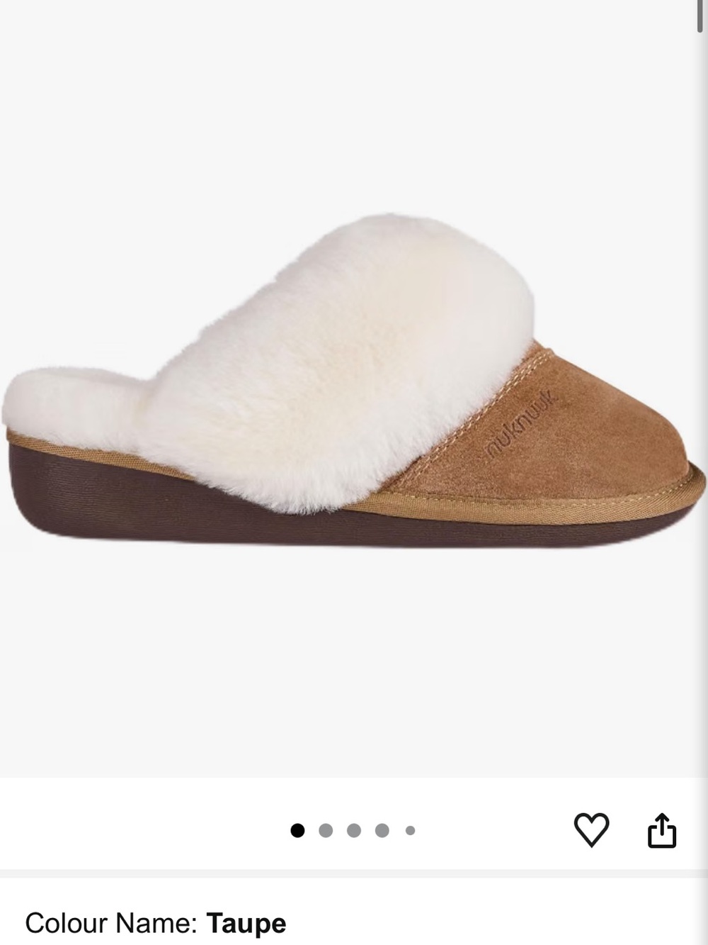 Nuknuuks Taupe Suede Slide Slippers with Cream Shearling Collar